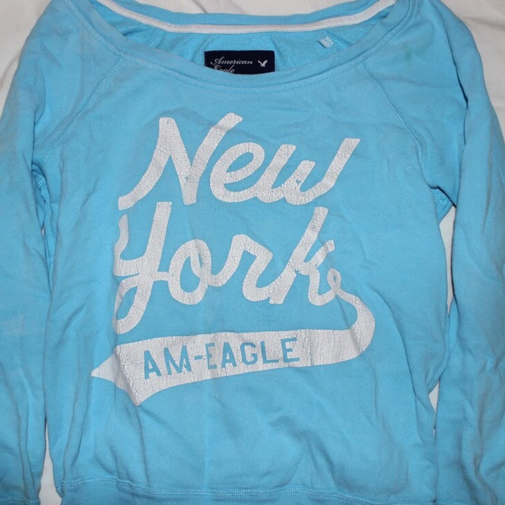 American Eagle 'New York' Light Blue Sweatshirt